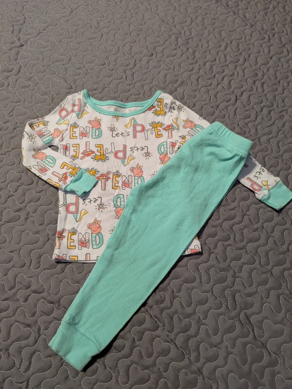 Peppa Pig 2 Piece Pajamas Set Pjs Pink 2T Let's Pretend